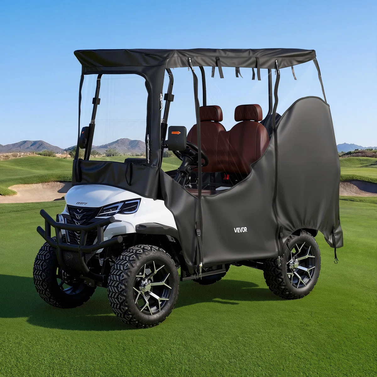 Golf Cart Cover, Visible Full-Enclosure 2&2+2 Passenger Golf Cart, 600D Waterproof Oxford Fabric Club Car Cover Fits Most Carts Club Car