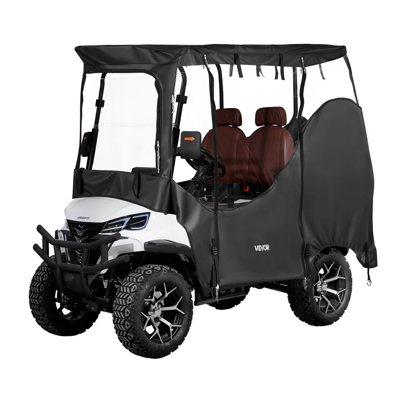 Golf Cart Cover, Visible Full-Enclosure 2&2+2 Passenger Golf Cart, 600D Waterproof Oxford Fabric Club Car Cover Fits Most Carts Club Car - Image 3